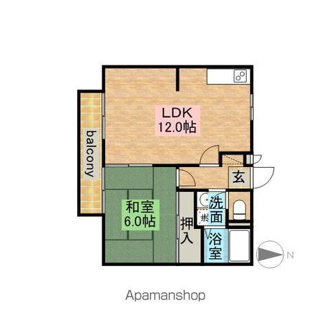 リバーサイド西城(1LDK/2階)の間取り写真