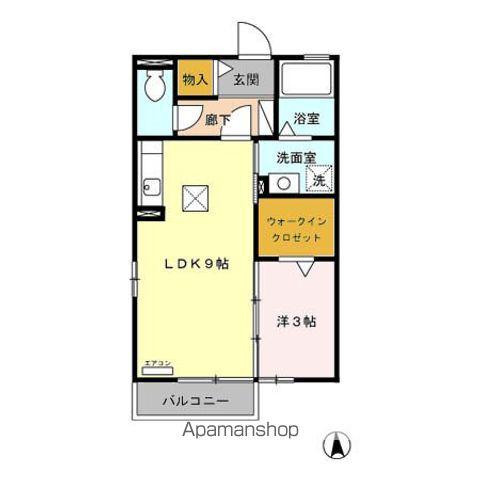 ウィルコートII(1LDK/1階)の間取り写真