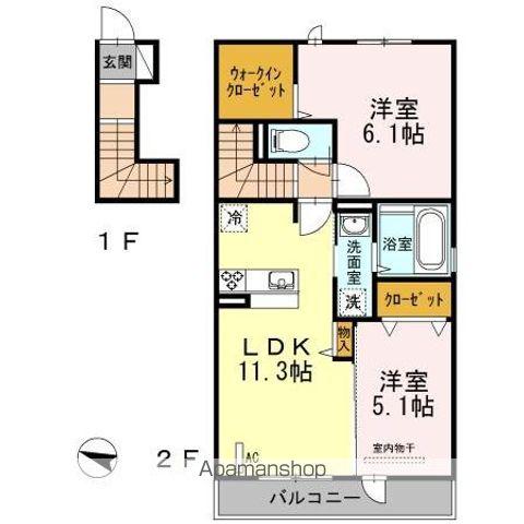 ビアンカ大名(2LDK/2階)の間取り写真