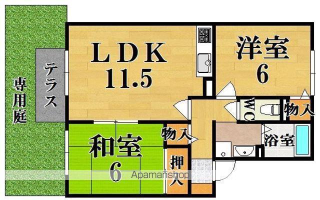 セジュールS C棟(2LDK/1階)の間取り写真