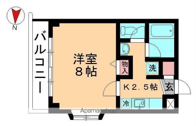 FKコート(1K/3階)の間取り写真