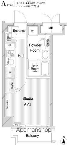 メインステージ錦糸町Ⅱ(1K/6階)の間取り写真
