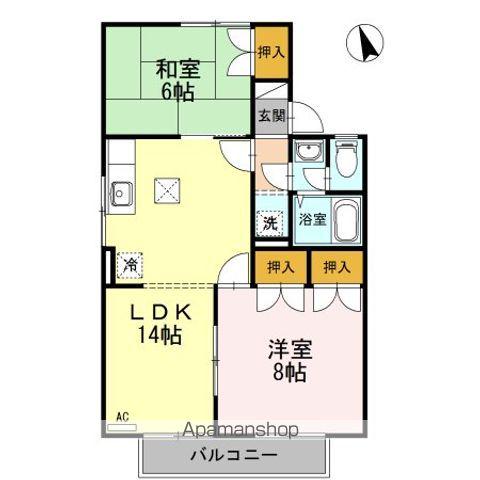 パウゼ・ドゥ・アピスB棟(2LDK/1階)の間取り写真