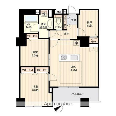 ドゥーエ横浜駅前(2SLDK/18階)の間取り写真