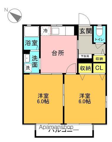 ディアス フルール(2DK/1階)の間取り写真