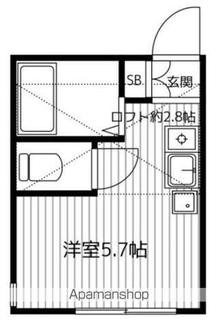 G・Aヒルズ山手ⅡA棟(ワンルーム/1階)の間取り写真