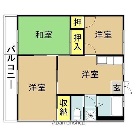 スカイハイツA(3DK/2階)の間取り写真