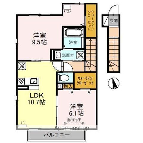 エンゼルハイム2(2LDK/2階)の間取り写真