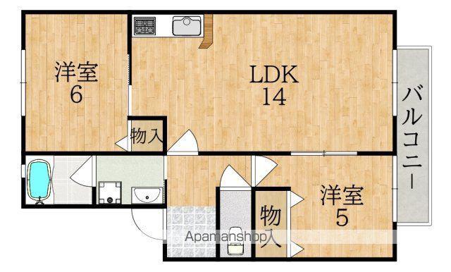 ディアガーデン千寿(2LDK/2階)の間取り写真