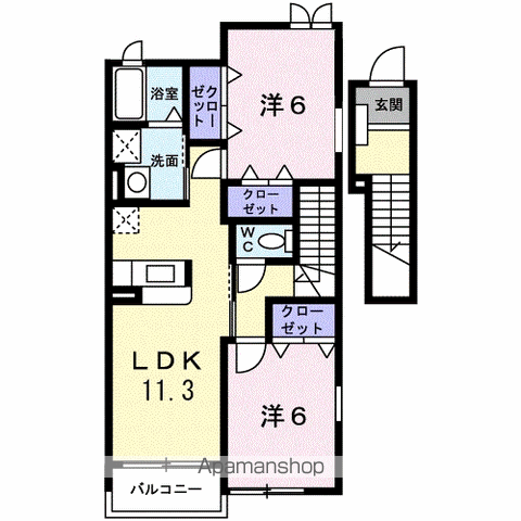 ティンバ-ハイツ(2LDK/2階)の間取り写真