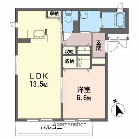 シャローム(1LDK/3階)の間取り写真