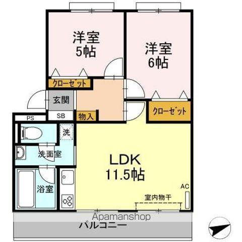 オークマンション(2LDK/3階)の間取り写真