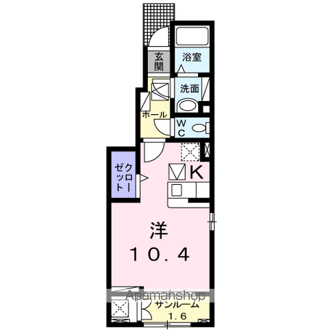 エアリーガーデン(1K/1階)の間取り写真