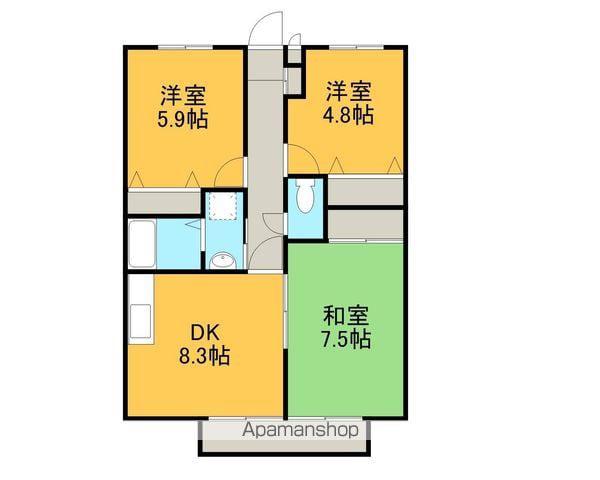 フォブール飯岡(3DK/1階)の間取り写真