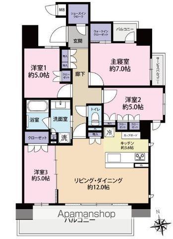 ル・シェモア鴨江Ⅱ(4LDK/2階)の間取り写真