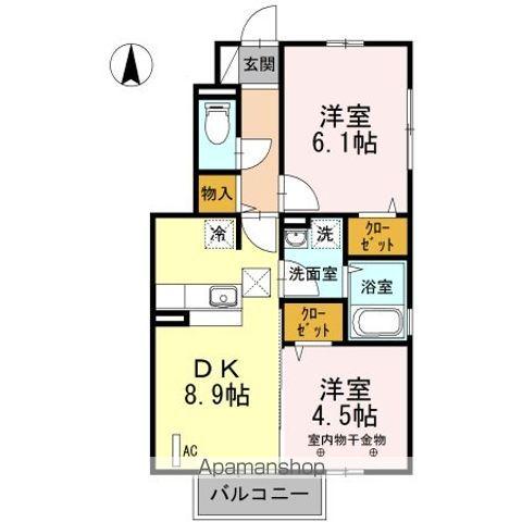 IXSIR五輪石(2DK/1階)の間取り写真