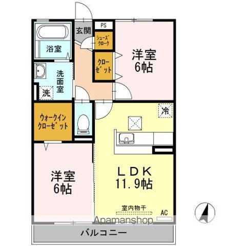 サンシャイン見白B棟(2LDK/1階)の間取り写真