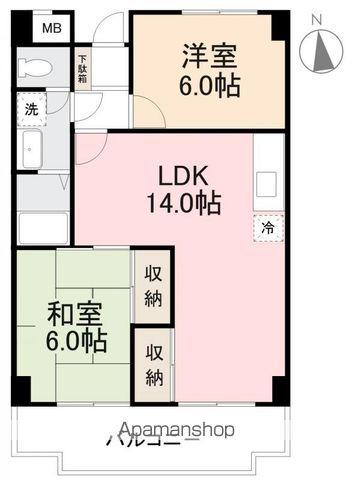 宮崎マンション(2LDK/1階)の間取り写真