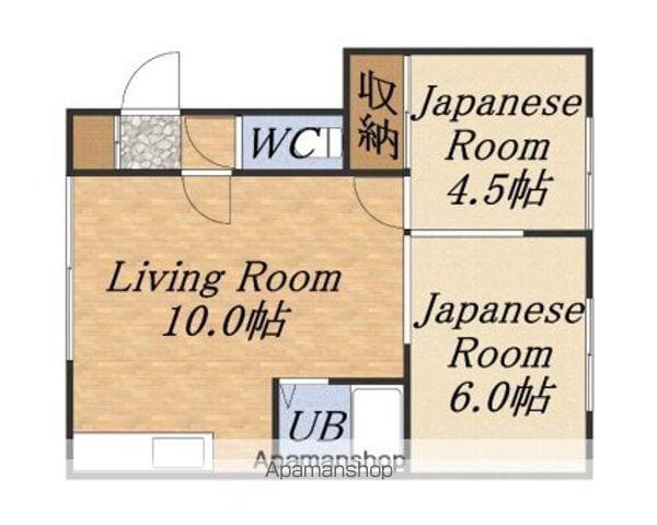 ハピネスコーポ北郷(2LDK/2階)の間取り写真