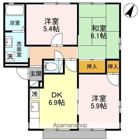 ハイツ常盤A棟(3DK/1階)の間取り写真