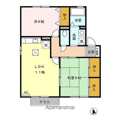 ローレルハイム(2LDK/1階)の間取り写真