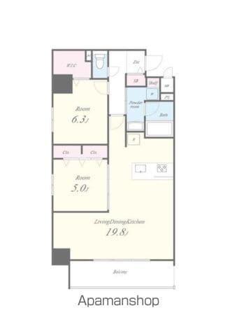 グラン クレイエル 両国(2LDK/8階)の間取り写真