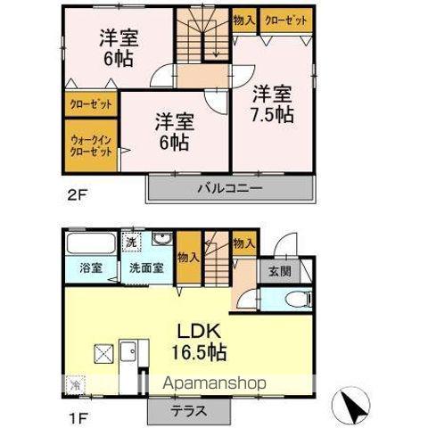 青梅線 昭島駅 徒歩20分 2階建 築18年(3LDK)の間取り写真