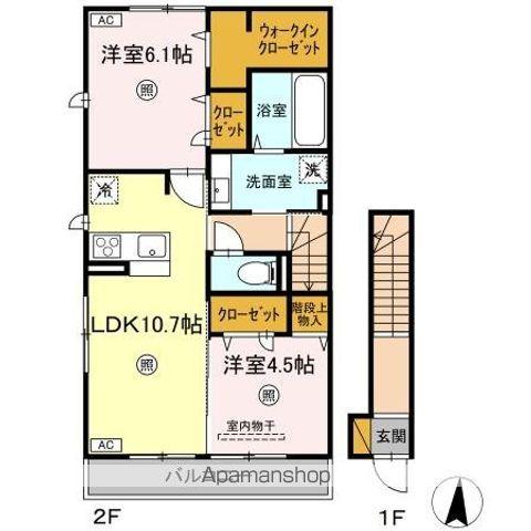 PREMIER COULEUR(2LDK/2階)の間取り写真