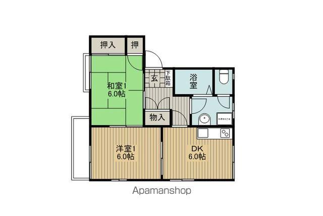 シャトー白樺 G(2DK/2階)の間取り写真
