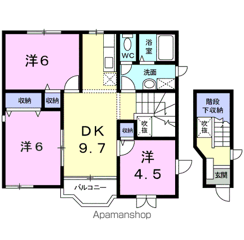 ラフィネ21B(3DK/2階)の間取り写真