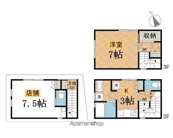 中央本線 八王子駅 徒歩9分 3階建 築1年(1K)の間取り写真