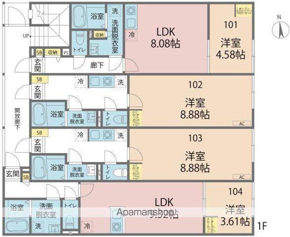 カインドネス西武柳沢北(1LDK/1階)の間取り写真