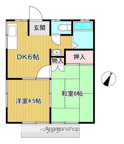コーポ藤(2DK/2階)の間取り写真
