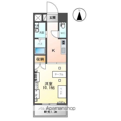 東北本線 福島駅(福島) 徒歩8分 5階建 築17年(1K/2階)の間取り写真