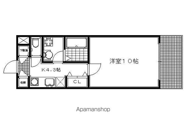 ROOTS仁王門(1K/3階)の間取り写真