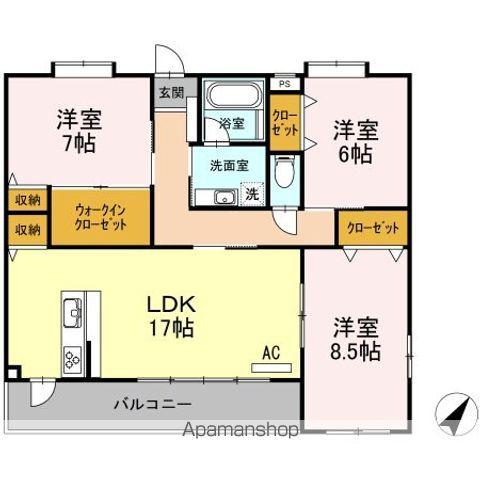 西鉄天神大牟田線 雑餉隈駅 徒歩5分 5階建 築9年(3LDK/1階)の間取り写真