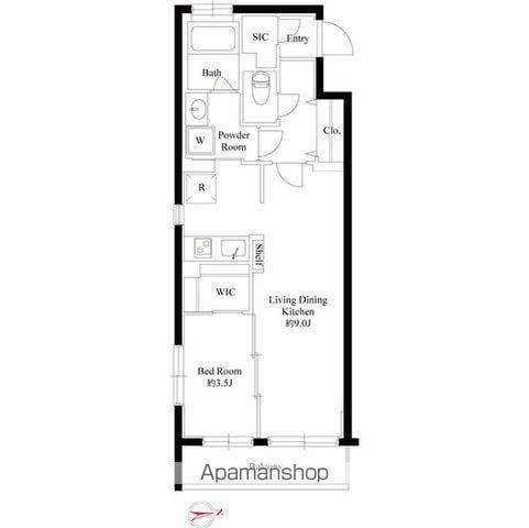 ハーモニーレジデンス新宿四谷(1LDK/1階)の間取り写真