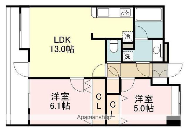 ジェネラスマンション定禅寺通(2LDK/5階)の間取り写真