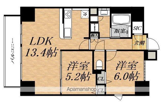 プレサンス心斎橋RAYON(2LDK/13階)の間取り写真