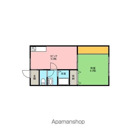 K・ハウス(1LDK/1階)の間取り写真