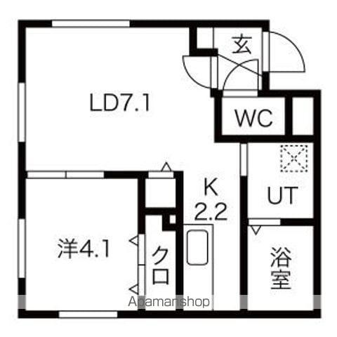 COLORE N15W1(1LDK/1階)の間取り写真