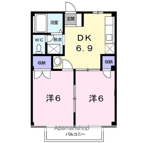 グリーンハイツ柴田Ⅱ(2DK/2階)の間取り写真