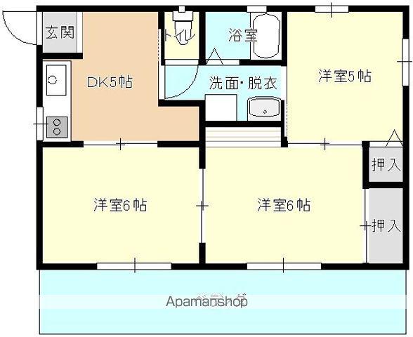 グランドールK(3DK/1階)の間取り写真