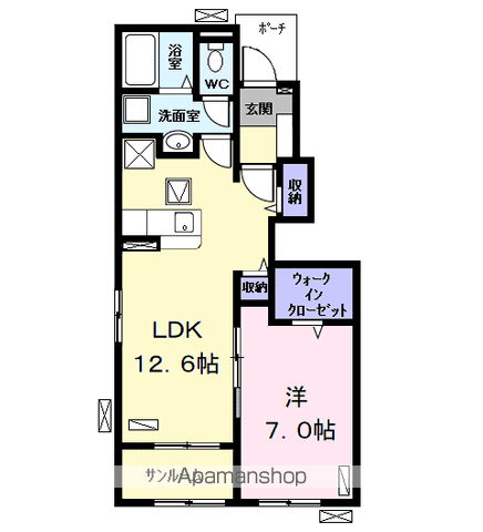 シャルマンカーラC(1LDK/1階)の間取り写真