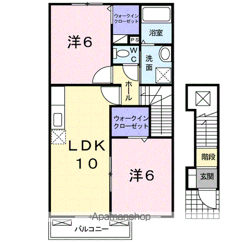 レイール Ⅱ棟(2LDK/2階)の間取り写真