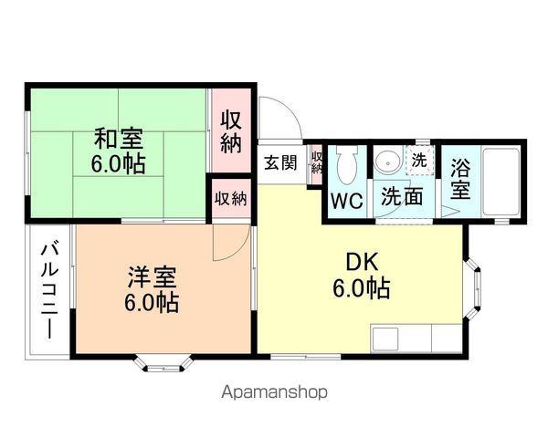 スカイコーポ西尾崎 C棟(2DK/1階)の間取り写真