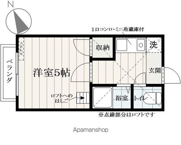 アップルハウス緑町Ⅱ(1K/2階)の間取り写真