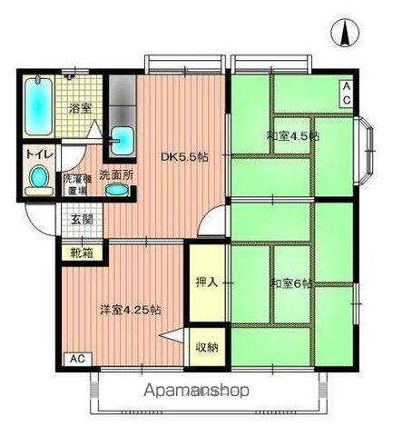 サンライズ太田(3DK/1階)の間取り写真