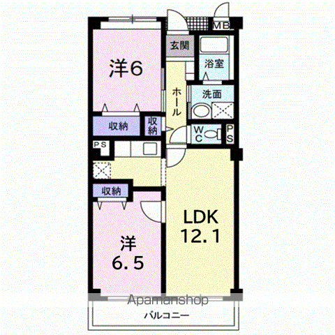 アビタシオンⅡ(2LDK/3階)の間取り写真