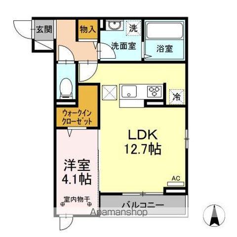 アラモード郡山(1LDK/1階)の間取り写真
